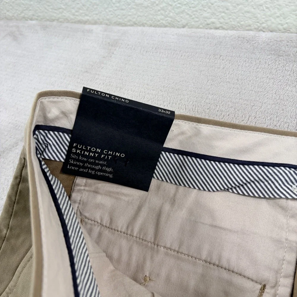 Banana Republic Fulton Chino Skinny Fit Pants in Beige Men Fits 34x31 Tag 33x32